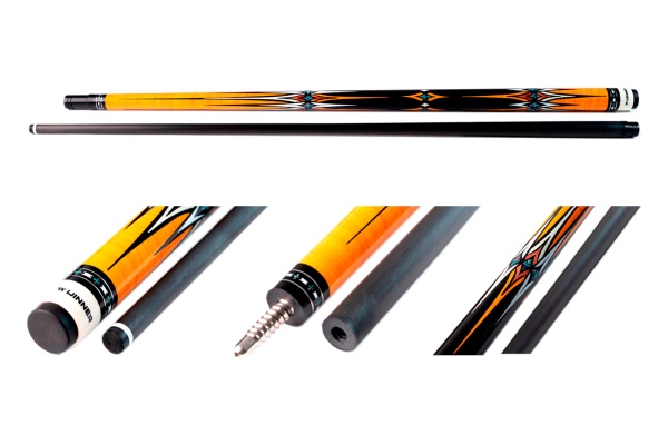 Двухсоставной бильярдный кий для пула Weekend "Winner Carbon - 017" (черно-желтый)