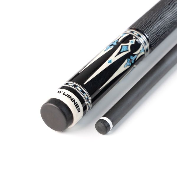 Двухсоставной бильярдный кий для пула Weekend "Winner Carbon - 019" (черно-синий) оплетка натур