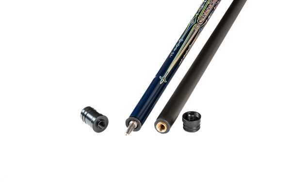 Двухсоставной бильярдный кий для пула Weekend "Winner Carbon - 001" (черно-синий) оплетка натур