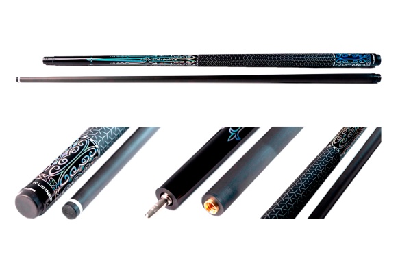 Двухсоставной бильярдный кий для пула Weekend "Winner Carbon - 003" (черно-синий)