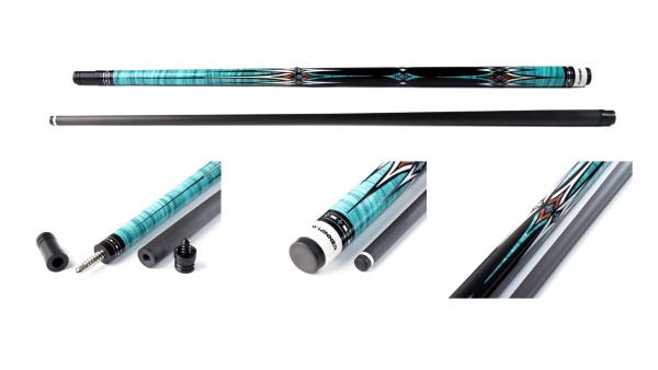 Двухсоставной бильярдный кий для пула Weekend "Winner Carbon - 018" (черно-синий)