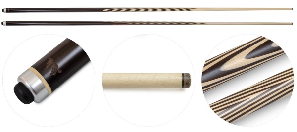 Цельный бильярдный кий для русской пирамиды Weekend "Классика" (черный граб, граб) 20 запилов